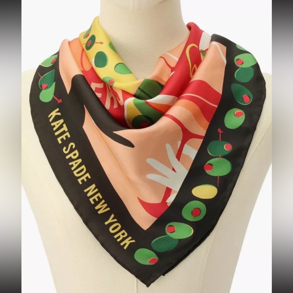 KATE SPADE DIRTY MARTINI SQUARE SILK SCARF NWOT